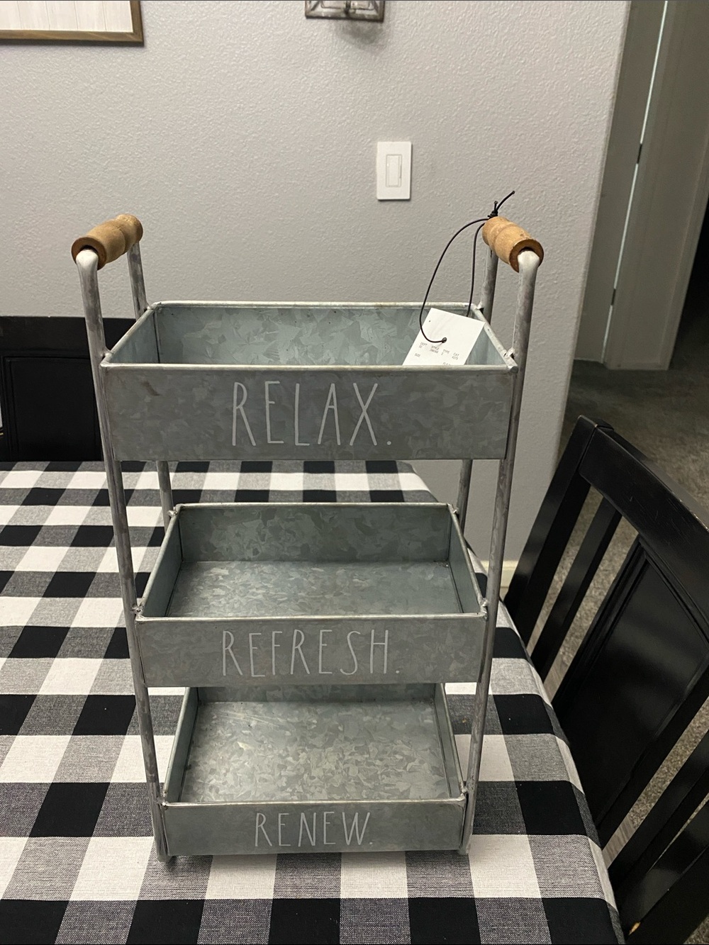 Rae Dunn Galvanized Metal 3-Tier Bath Organizer - Relax Refresh Renew